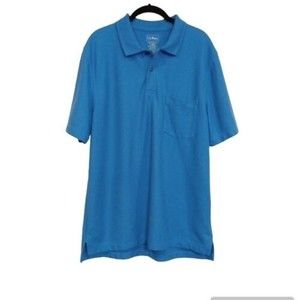 LL Bean Polo Shirt Men's Large L Short Sleeve Pocket Traditional Fit Blue